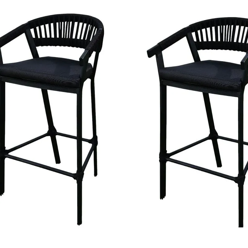 Kit 2 Banquetas Itália 50cm X101cm X45cm Preto Preto