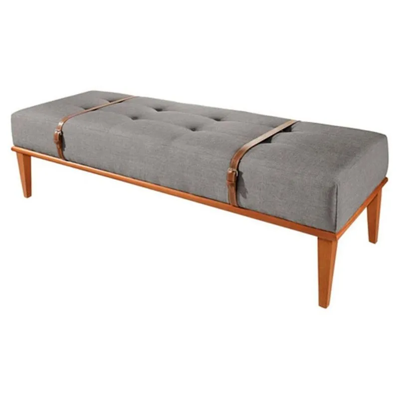 Recamier Estofado Base Madeira Maciça Eucalipto Vintage 150cm Cinza