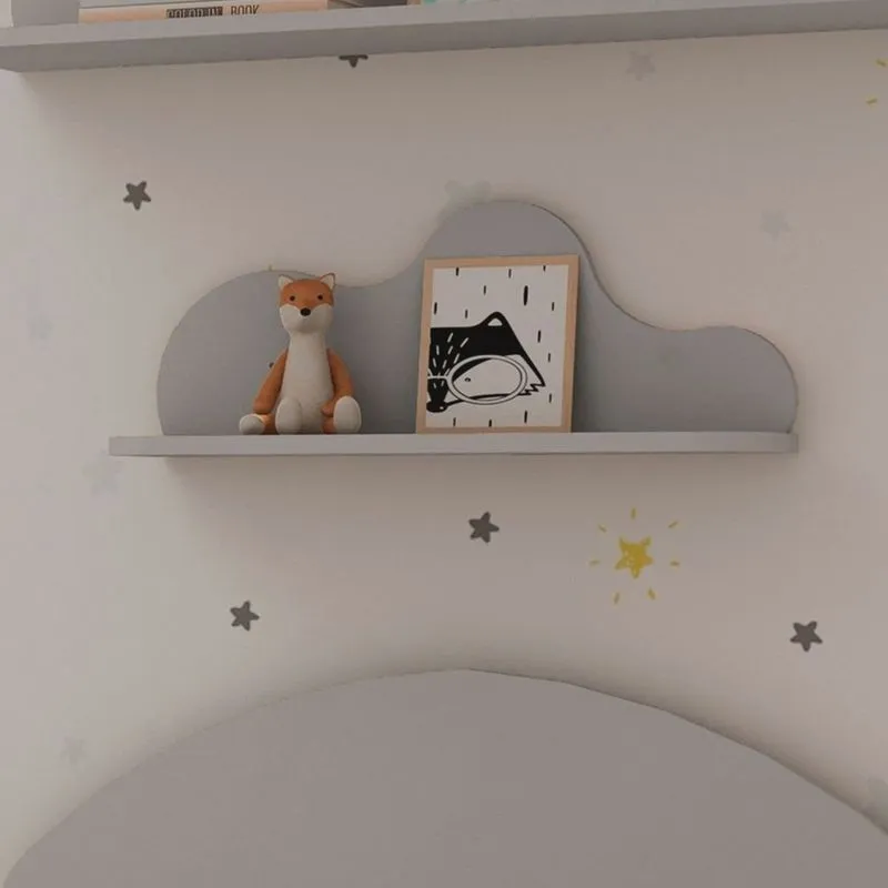 Prateleira 100% Mdf Infantil com Detalhe Orgânico em Formato de Nuvem