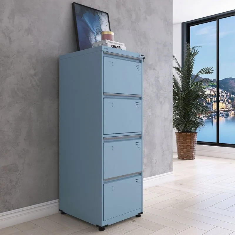 Gaveteiro Arquivo Em Aço 4 Gavetas 47x136,2x57cm Cinza/azul Dali Azul Dali