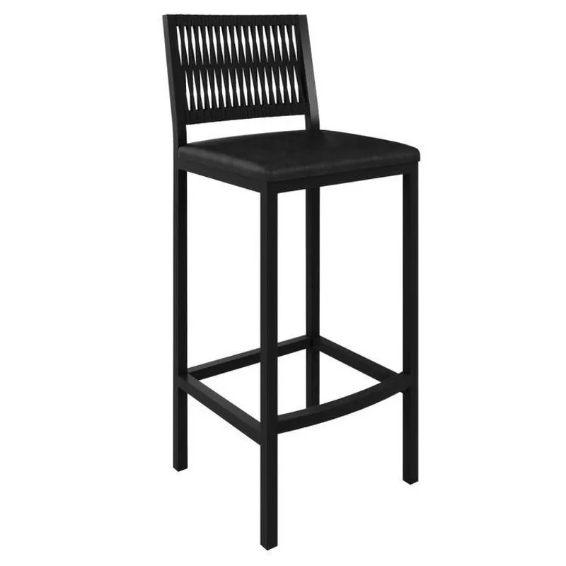 Banqueta Alta Estofada Corino Barcelona 105cm Preto Preto