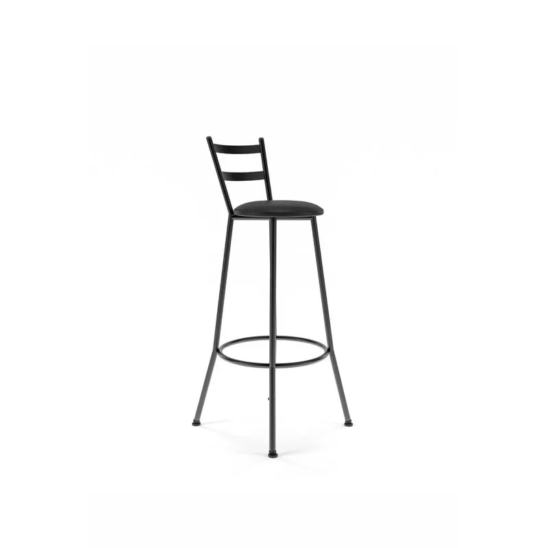 Banqueta Alta Martiflex Em Aço Tubular Redondo Com Encosto - Banq04 Preto