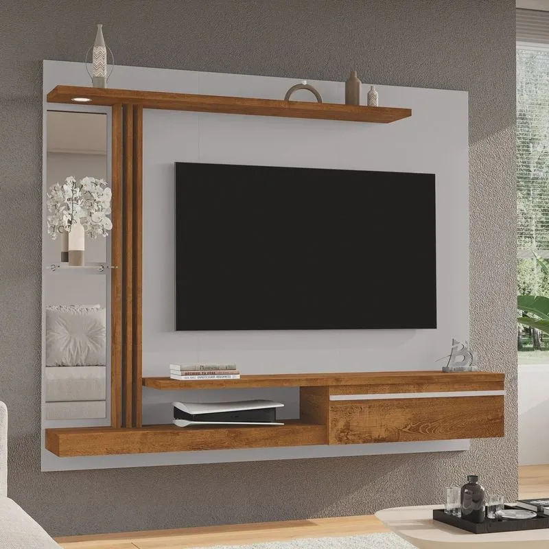 Painel para Tv até 55 Polegadas Led Prateleira de Vidro Denver