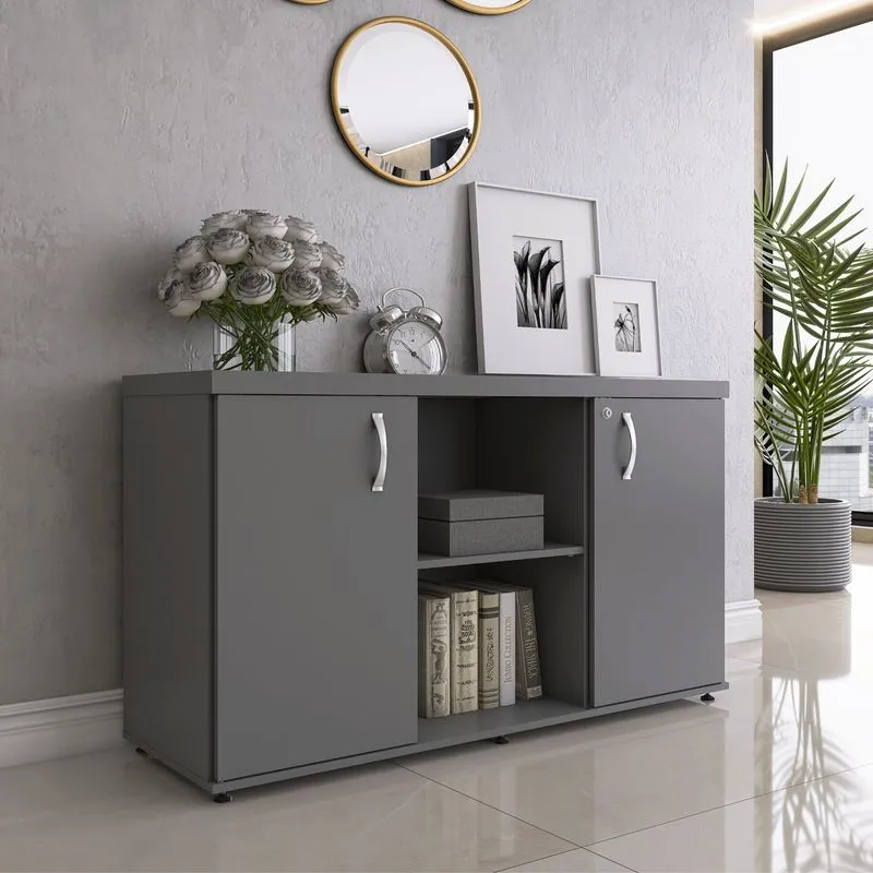 Armário Credenza 2 Portas Pivotante Cred Cinza/grafito Grafito