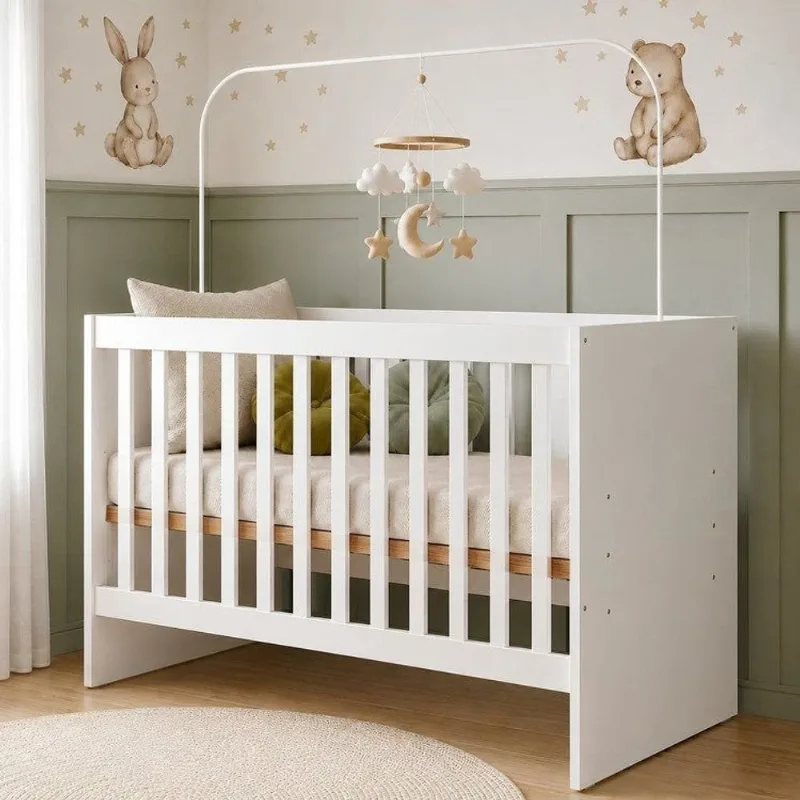 Berço com Regulagem de Altura 100% MDF Soft Americano Branco Branco