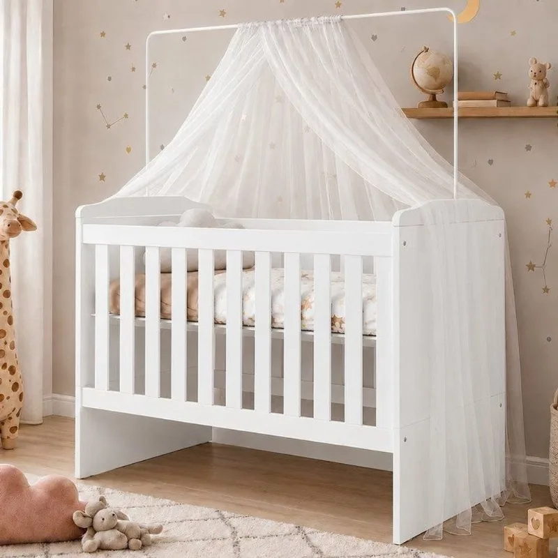 Berço 3 em 1 com Regulagem de Altura 100% MDF Carinho Branco Branco