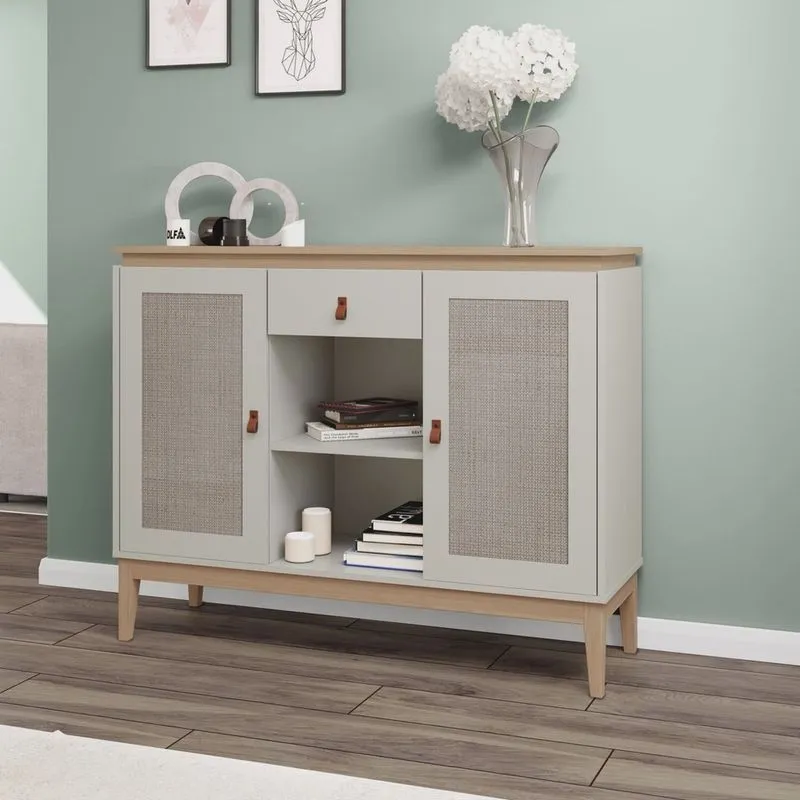 Aparador 2 Portas 1 Gaveta Trama 119,4x94x38,5 cm mel / off white