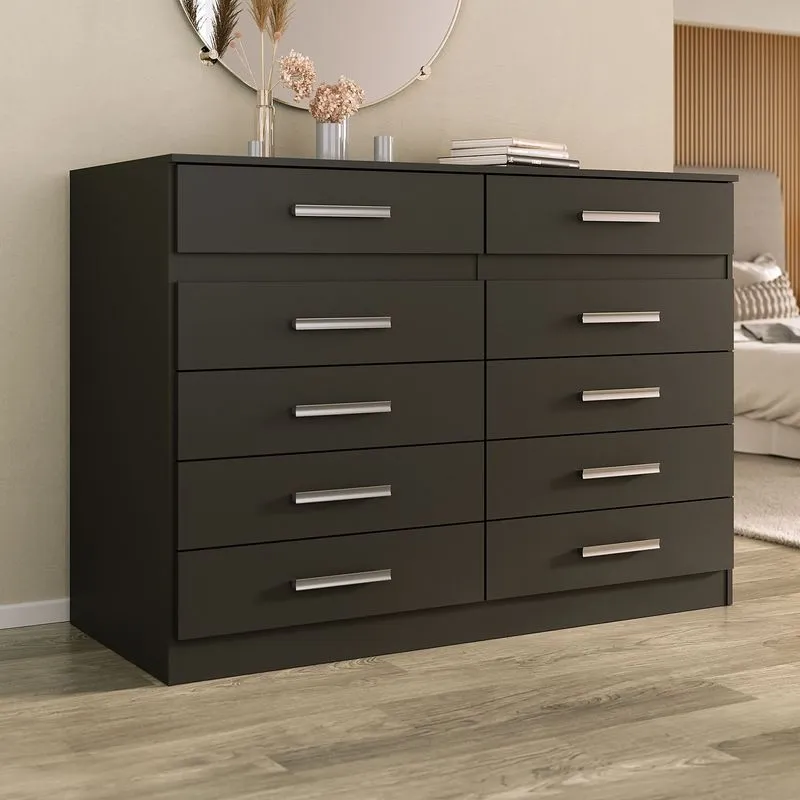 Cômoda 10 Gavetas 99,4x123x40,5cm Alesia - Yescasa Preto Preto