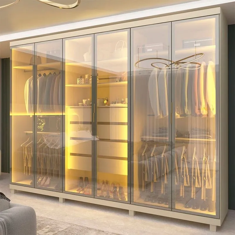 Guarda-roupas Casal 6 Portas Reflecta Com Pés E Led Absolut New Reflecta 100% Mdf Off White Off White