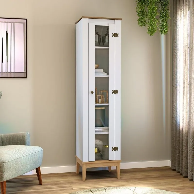 Cristaleira - Colonial 450cm X 1800cm X 405cm 1 Porta Branco/mel Mel / Branco