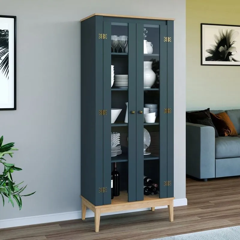 Cristaleira - Colonial 750cm X 1800cm X 410cm 2 Portas Cinza/mel/petroleo Mel / Petroleo