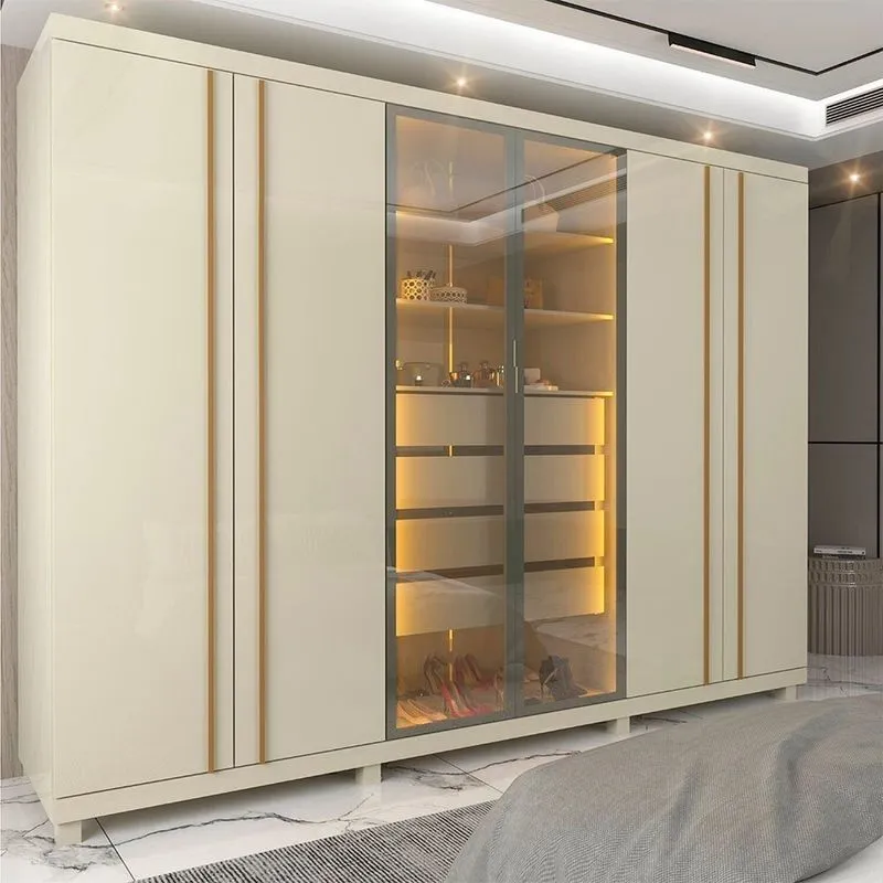 Guarda-roupas Casal 6 Portas Com Pés E Led Absolut New Reflecta 100% Mdf Off White Off White