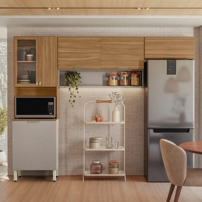 Kit Cozinha Compacta Modulada Com 6 Portas Alba Bege/amêndola/nude Amêndola/nude