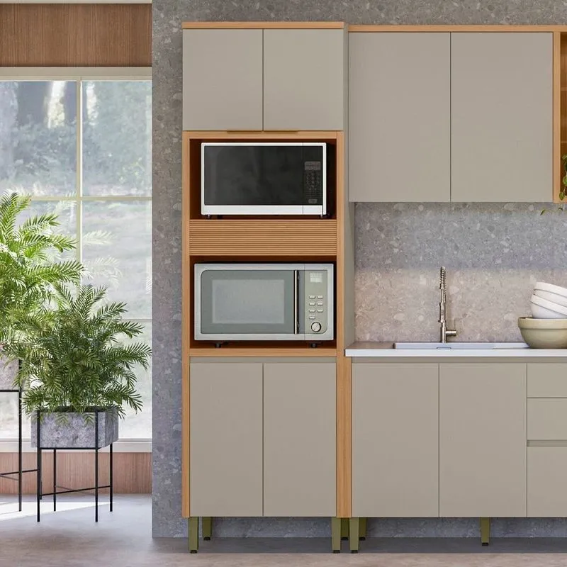Torre Quente Em Mdf Para Cozinha 70 Cm Allure Marrom/jequitibá/gris Fosco Jequitibá/gris Fosco