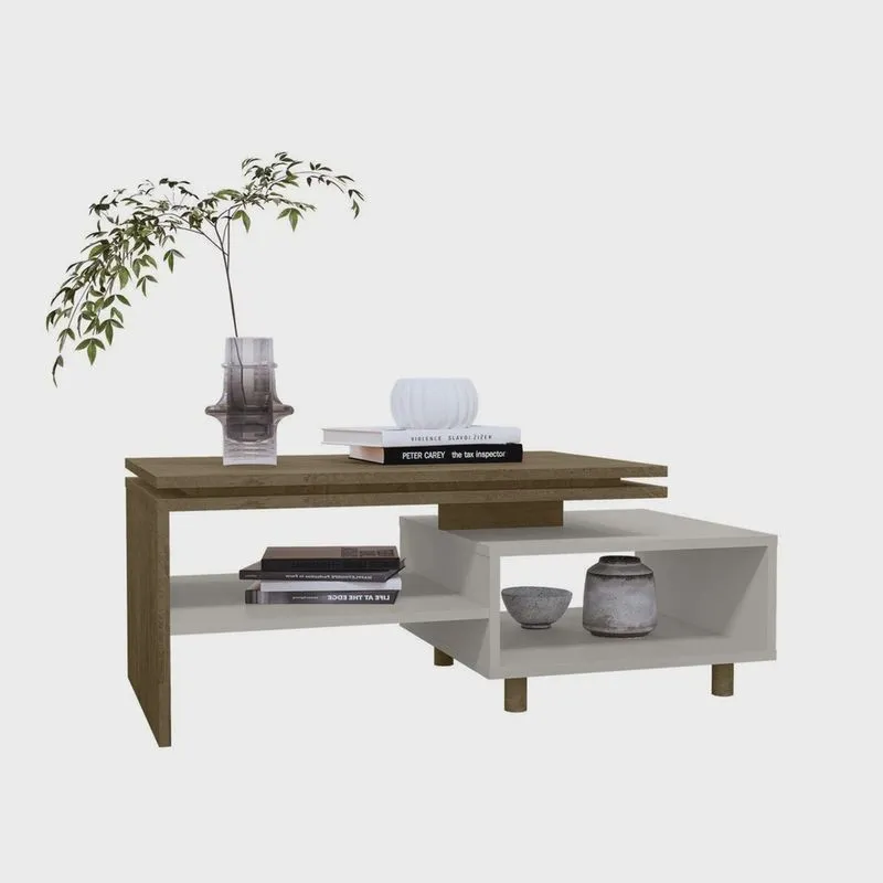 Mesa de Centro Decorativa Lima Tampo Duplo Design Moderno