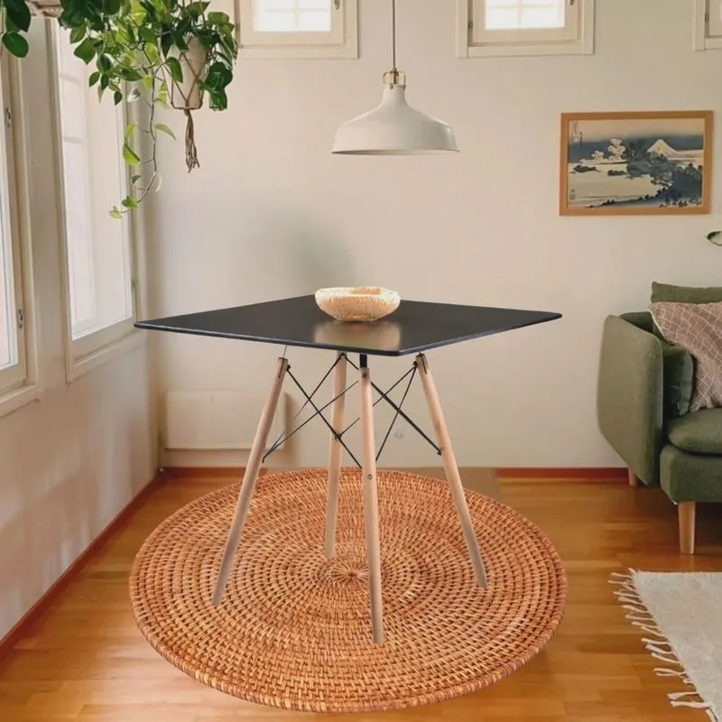 Mesa de Jantar Quadrada Eames Eiffel 80cm mdf tx Preto