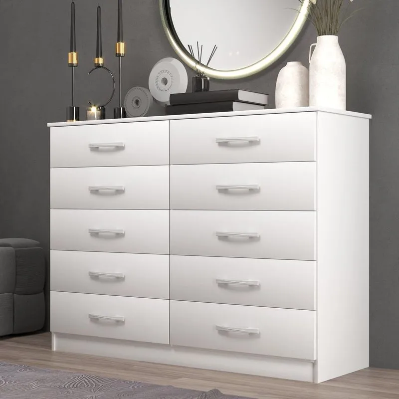 Comoda Para Quarto 10 Gavetas Marbela Branco Branco