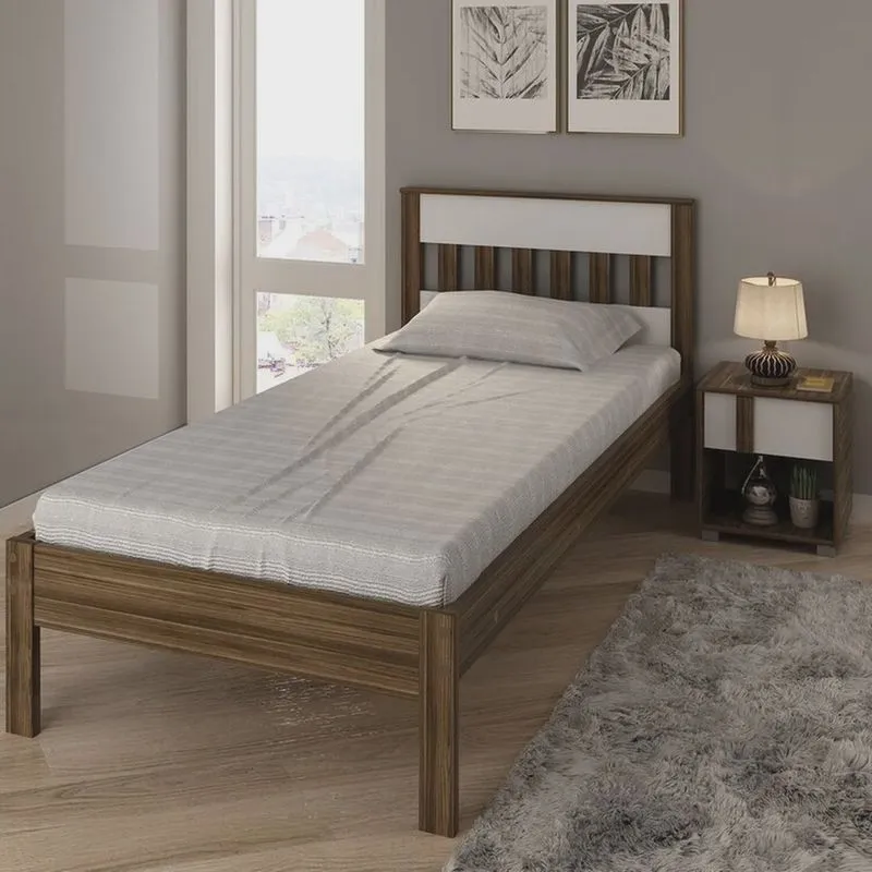 Conjunto Cama Solteiro com 1 Mesa de Cabeceira