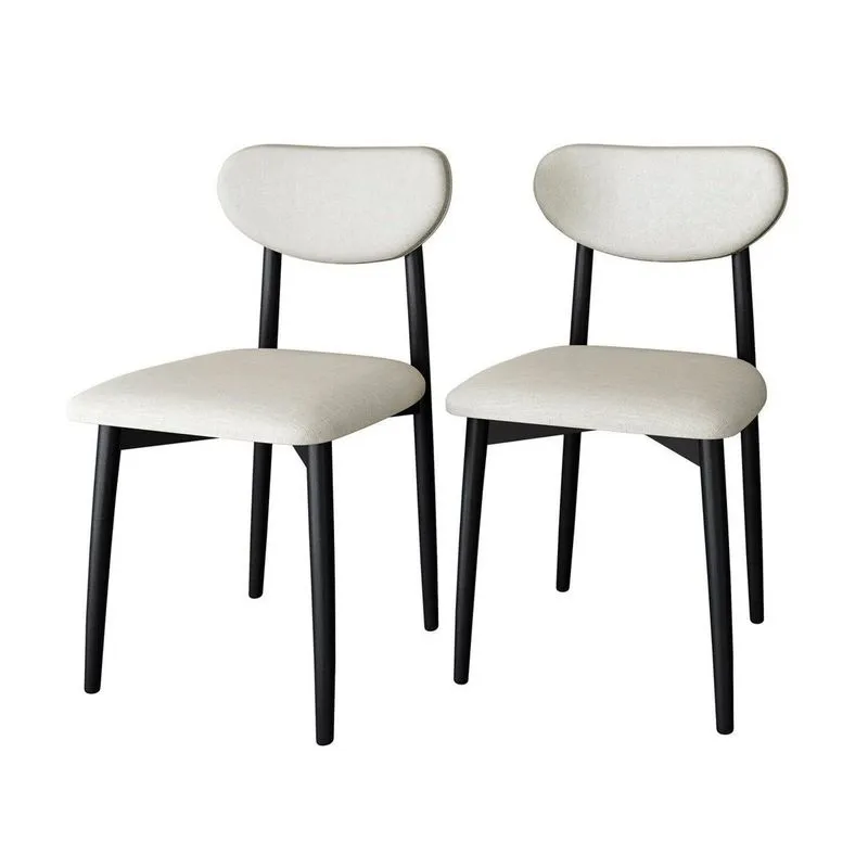 Kit 2 Cadeiras Gala Madeira Maçica - Alt 86 X L 44 Cm X P 46 Cm Bege/off White/preto Off White /preto