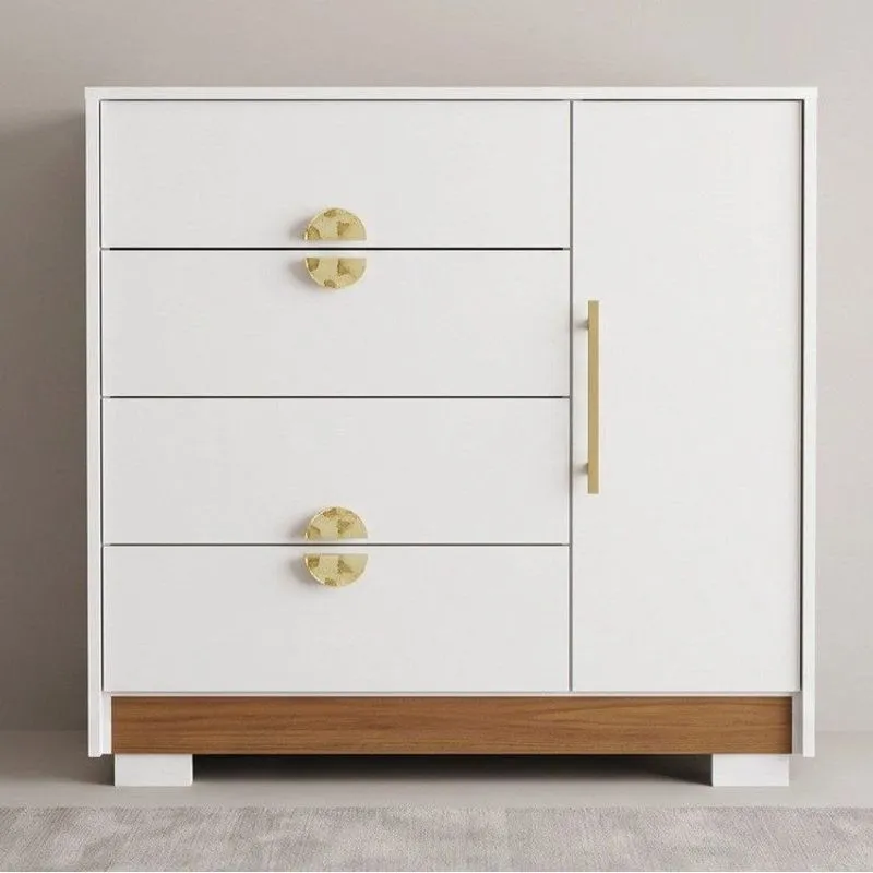 Cômoda Sapateira Ilha Bela 1 Porta 4 Gavetas Branco/camarim
