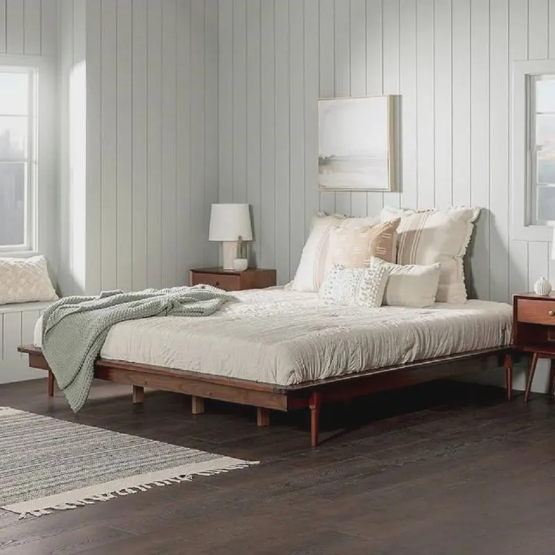 Base para Cama King Lunna Madeira de Pinus Walnut
