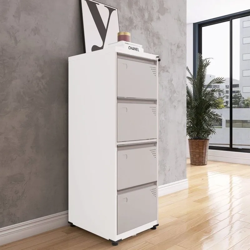 Gaveteiro Arquivo Para Escritório Em Aço 4 Gavetas Branco/cinza Branco/cinza