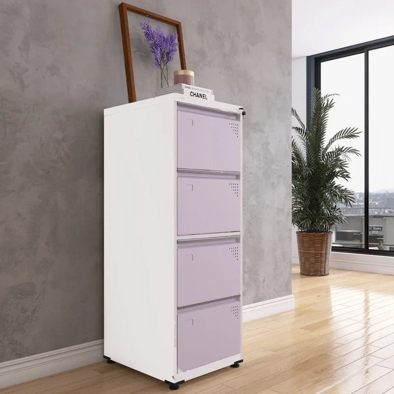 Gaveteiro Arquivo Para Escritório Em Aço 4 Gavetas Branco/banco/lilas Banco /lilas