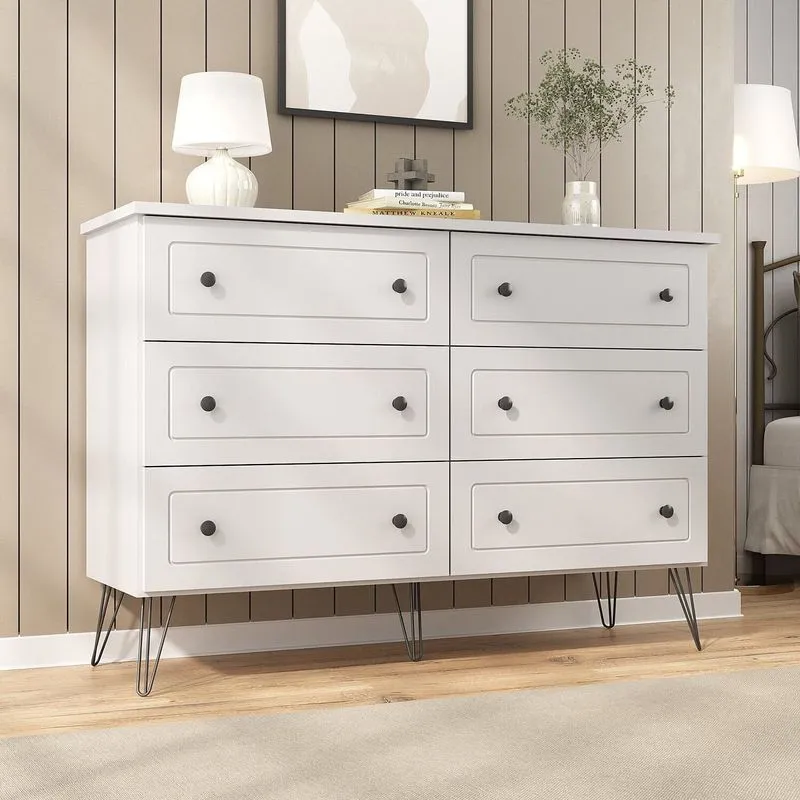 Cômoda Para Quarto 6 Gavetas 95x136x43,3 C Fort Branco Branco