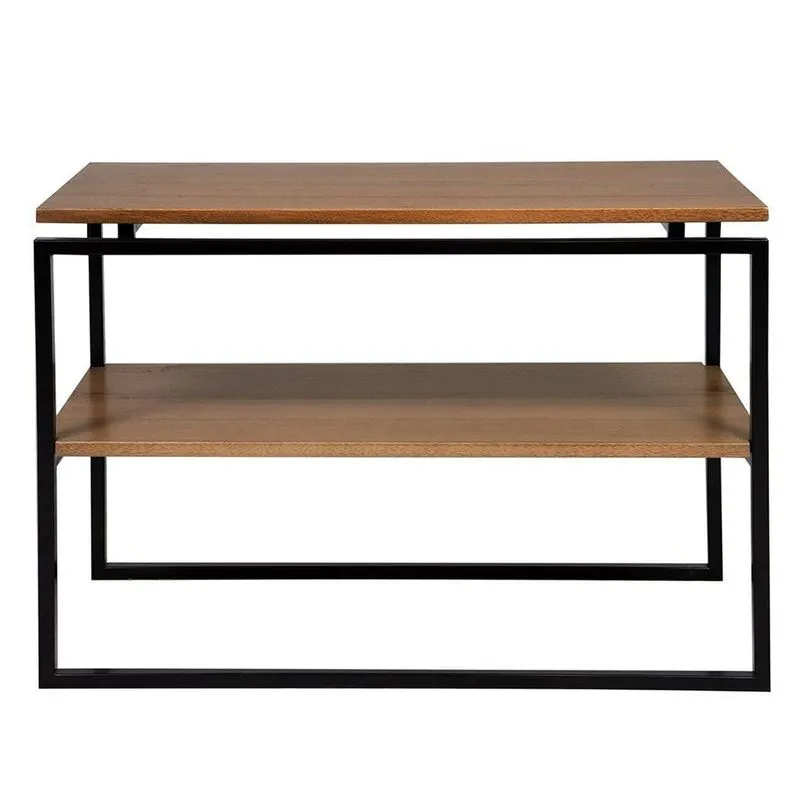Estante De Livros Industrial Aço 90cmx64cm Objetos E Plantas X 64 Zen Marrom/preto Natural/preto