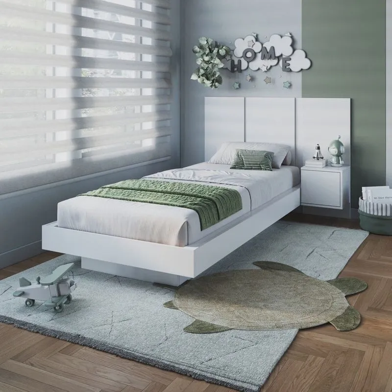 Cama Solteiro Suspensa com Cabeceira e Mesa de Apoio 80/90 Zurique