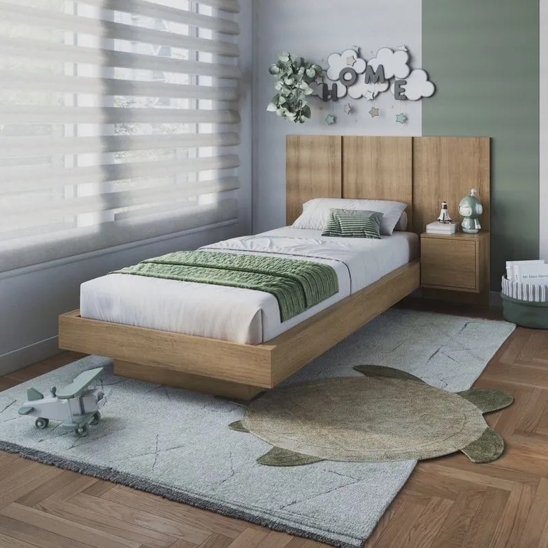 Cama Solteiro Suspensa com Cabeceira e Mesa de Apoio 80/90 Zurique
