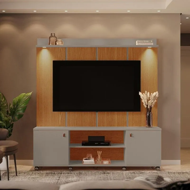 Estante Para Tv Até 70 Polegadas Home 180cm Madison Grigio Fosco / Cinamomo Mel