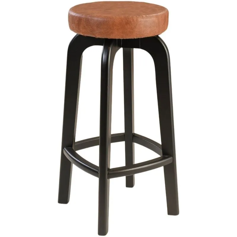 Banqueta Para Cozinha Em Madeira Maciça Preto/caramelo Preto /caramelo