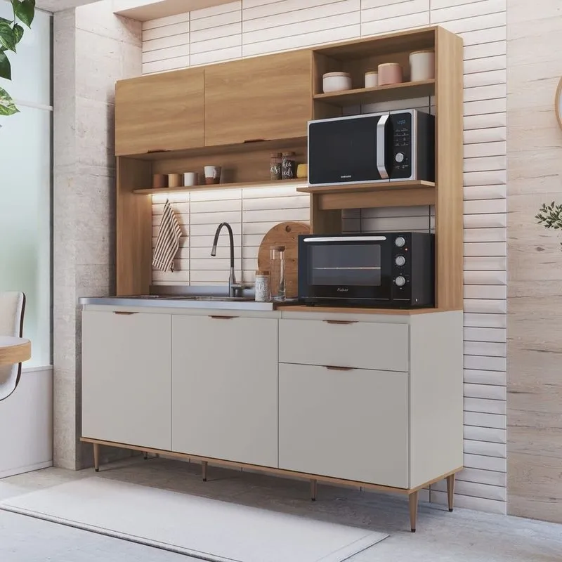 Cozinha Compacta Completa 5 Portas Espaço para Forno e Microondas Nicole Freijo/Arenas