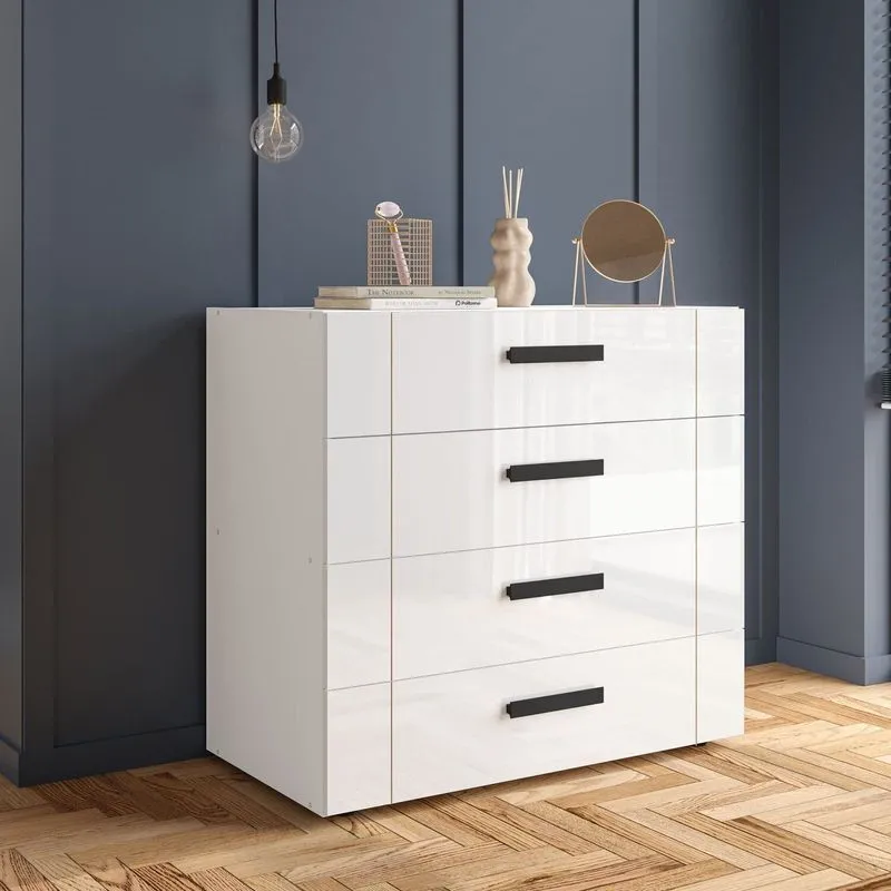 Cômoda 4 Gavetas Lisboa Móveis 83,8cm X 90cm Branco Branco