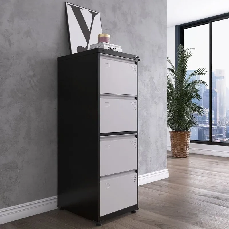 Gaveteiro Arquivo De Aço 4 Gavetas 136,2x47x67 Cm Cinza/preto Preto/cinza