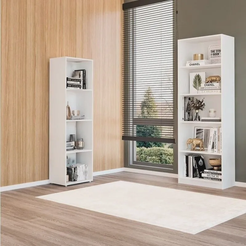 Kit 1 Estante Multiuso 5 Nichos Montreal e 1 Estante Livreiro Modular 4 Nichos Delta