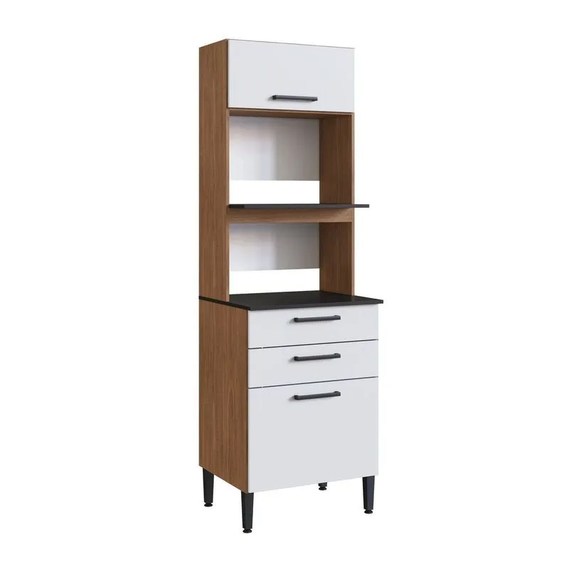 Paneleiro Duplo 2 Portas 2 Gavetas Giovanna Laranja/freijo/branco Freijo/branco