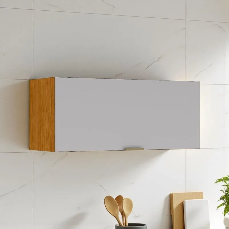 Armário De Cozinha Para Geladeira 1 Porta Horizontal Basculante 80cm 100% Mdf Lúmina Itatiaia Cinza/cinamomo/fendi Cinamomo/fendi