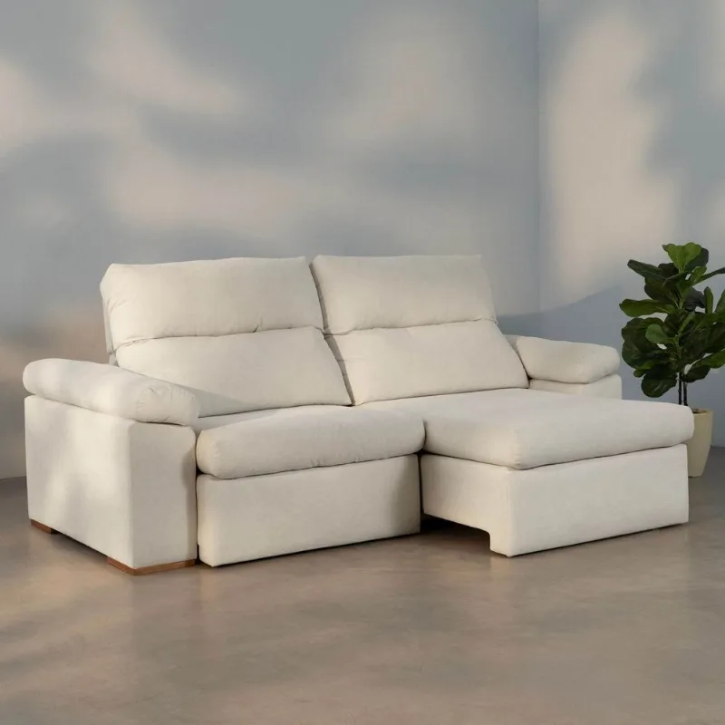 Sofá Retrátil e Reclinável 3 Lugares Off White Botero 230cm CabeCasa MadeiraOriginals Off White