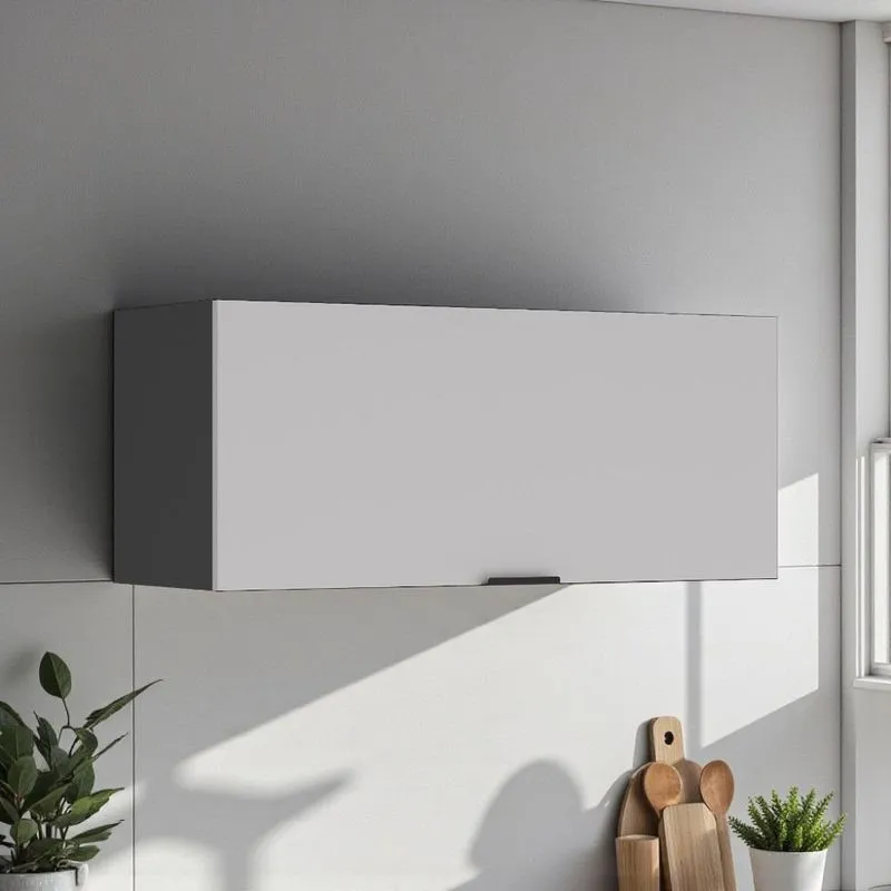 Armário De Cozinha Para Geladeira 1 Porta Horizontal Basculante 80cm 100% Mdf Lúmina Itatiaia Cinza/grafite/fendi Grafite/fendi