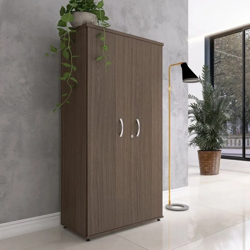 Armário Alto Para Escritório 2 Portas Pivotante Walnut