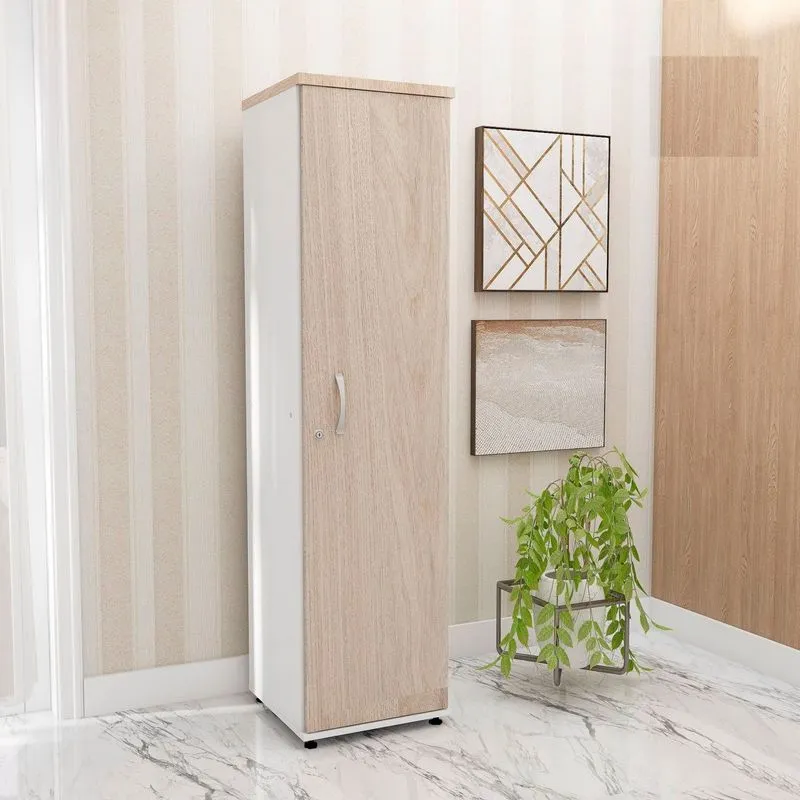 Torre Nicho Em Madeira 4 Prateleiras Com Portas Branco/nogueira Casablanca