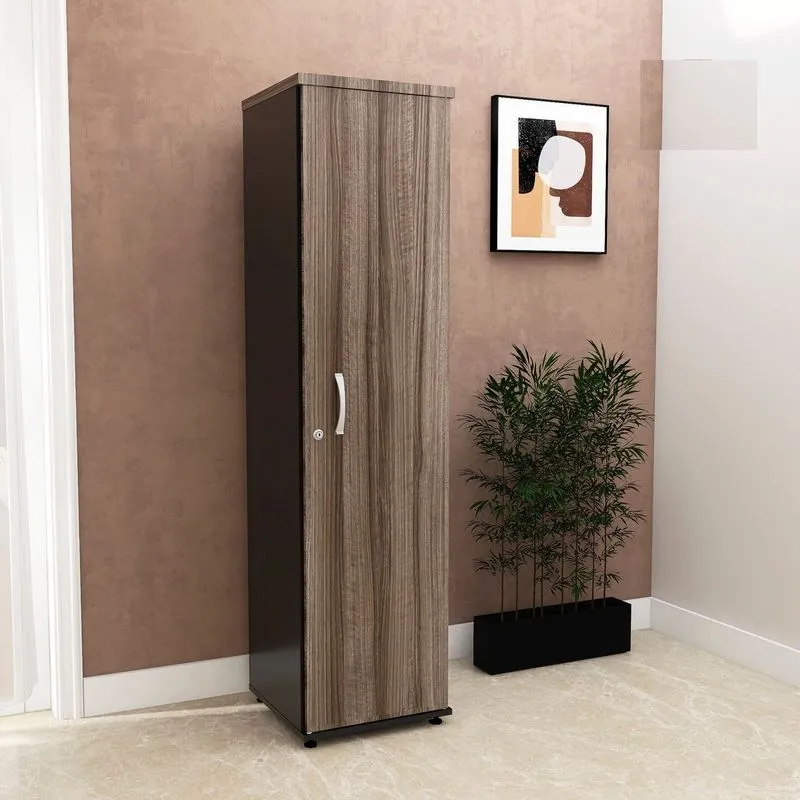 Torre Nicho Em Madeira 4 Prateleiras Com Portas Preto/walnut