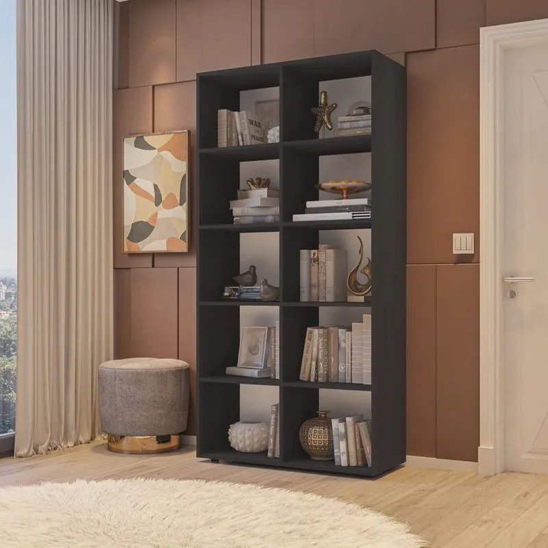 Estante Livreiro Multiuso com 10 Nichos Belle Preto
