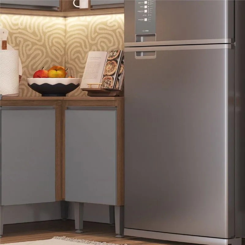 Balcão Para Cozinha 40cm 1 Porta Athena Móveis Cinza/freijo Freijo /cinza