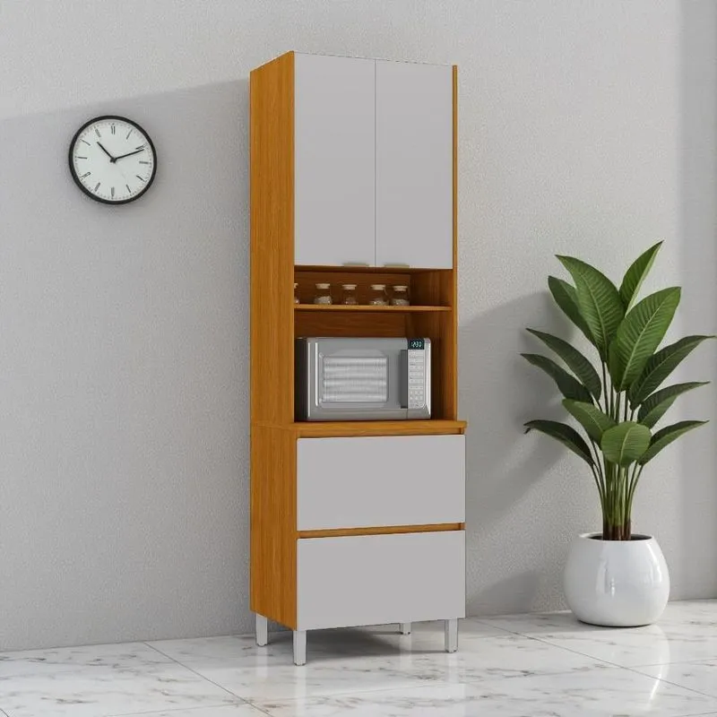 Paneleiro 3 Portas 1 Gaveta 70cm Espaço Para Forno 100% Mdf Dobradiça Slow Motion Lúmina Itatiaia Ci Cinamomo/fendi