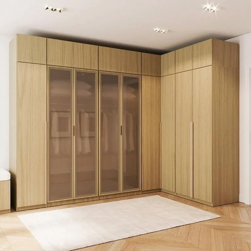 Guarda-Roupa Modulado De Canto 10 Peças 18 Portas Jade Cabecasa Madeiraoriginals Avelã
