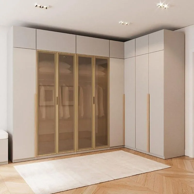 Guarda-Roupa Modulado De Canto 10 Peças 18 Portas Jade Cabecasa Madeiraoriginals Cinza Urbano/Avelã