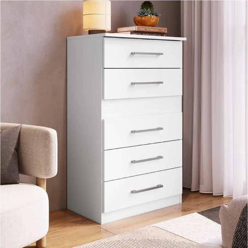 Cômoda Safira 5 Gavetas 95,7x62,8x40 Cm Branco Branco